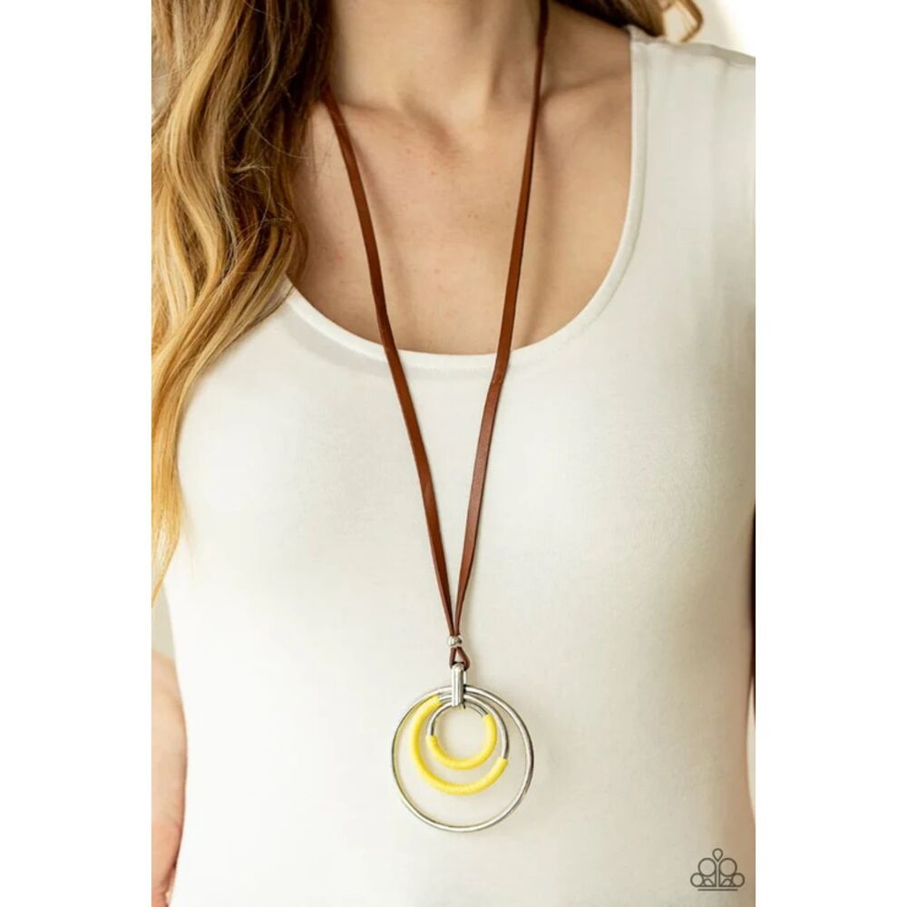 Hypnotic Happenings Yellow Necklace (81)